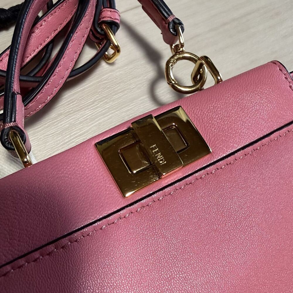 FENDI Peekaboo Handbag Bag Shoulder Pink - Picture 3 of 9